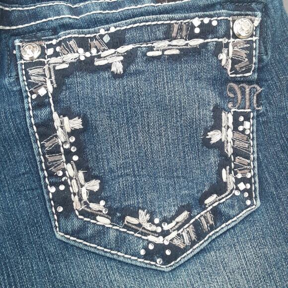 Miss Me Womens Denim Cut Off Shorts Embellished Sequin Stones Size 27 Western - Picture 10 of 14